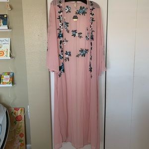 NWT Pink Kimono with floral embellishments